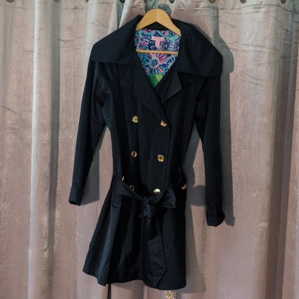 LILLY PULITZER NWT midnight Blue trench coat